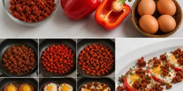 Beste Keto Gebratene Chorizo-Ei-Paprika-Ringe