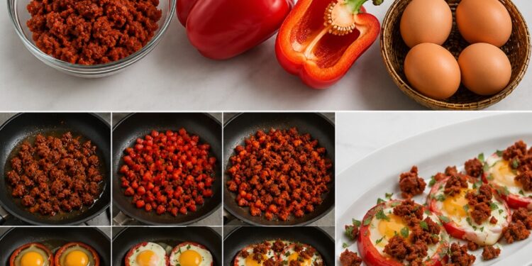 Beste Keto Gebratene Chorizo-Ei-Paprika-Ringe