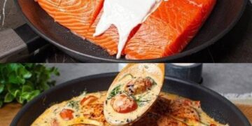 Cremiger Knoblauchlachs mit Spinat und Kirschtomaten