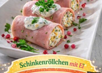 Diese Schinkenröllchen mit Ei sind immer sofort weg!