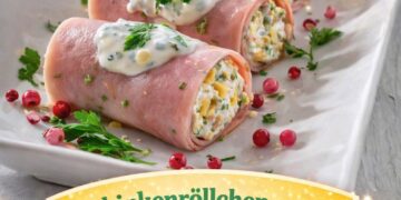 Diese Schinkenröllchen mit Ei sind immer sofort weg!