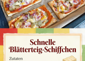 Schnelle Blätterteig-Schiffchen. Überrascht eure Gäste mit diesen schnellen und leckeren Mini-Pizzen.