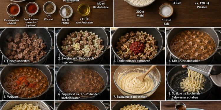 Ungarisches Gulasch mit Spätzle