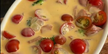 Lachs-Brokkoli-Auflauf mit Kirschtomaten (Low Carb)