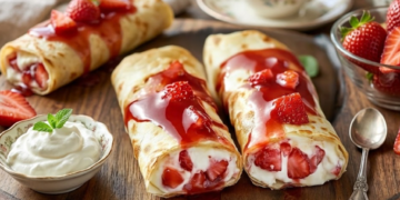 Knusprige Erdbeer-Cheesecake Flautas