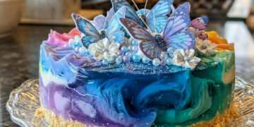Regenbogen-Wackelpudding-Kuchen