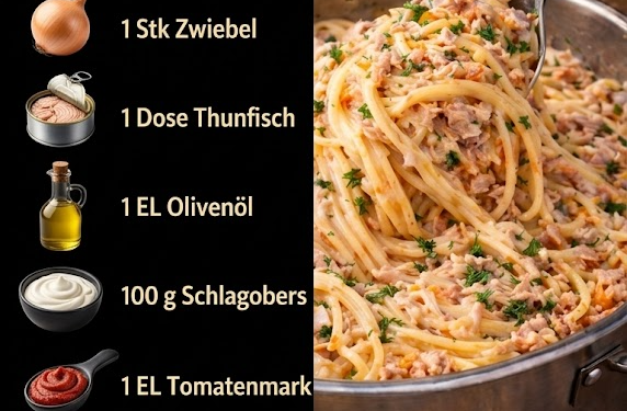 Thunfisch-Spaghetti mit Knoblauch