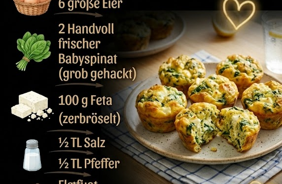 Herzhafte Spinat-Feta-Ei-Muffins