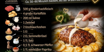 Zarter Hackbraten mit sahnigen Kartoffeln