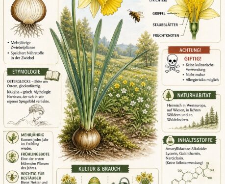 GELBE NARZISSE (Narcissus pseudonarcissus) – die Osterglocke des Frühlings