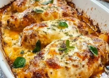 Hähnchenauflauf mit karamellisierten Zwiebeln – extra saftig & überbacken