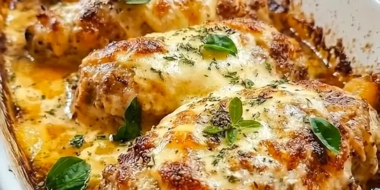 Hähnchenauflauf mit karamellisierten Zwiebeln – extra saftig & überbacken